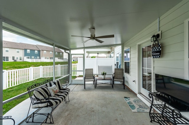124 Great Falls Ct, Gallatin, TN 37066 - sunroom featuring ceiling fan and a residential view
