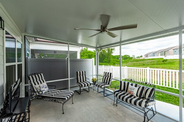 124 Great Falls Ct, Gallatin, TN 37066 - sunroom / solarium with a ceiling fan, an outdoor hangout area, and plenty of natural light