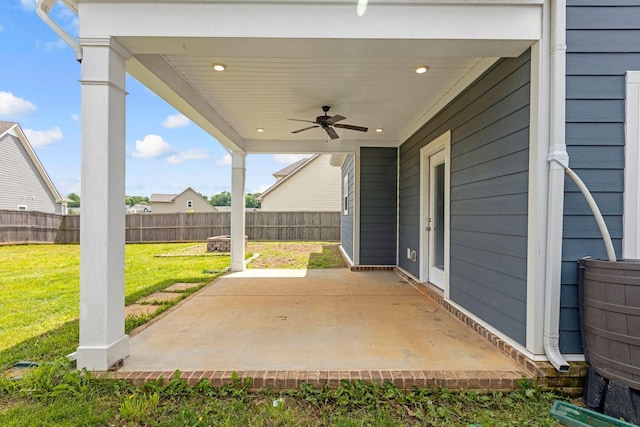 view of patio with a ceiling fan