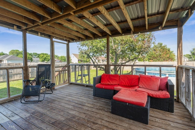 158 Cornerstone Blvd, Portland, TN 37148 - deck with a fenced backyard and an outdoor living space
