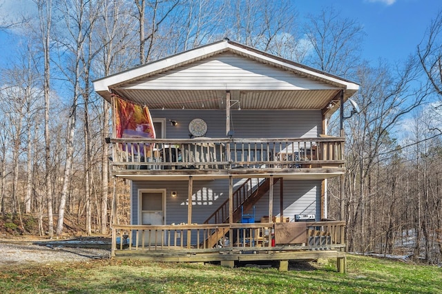 6966 Park Dr, Lyles, TN 37098 - chalet / cabin featuring a wooden deck