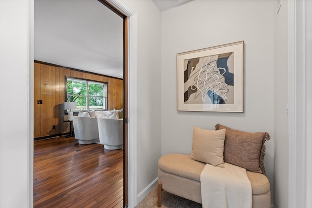 1511 Bunker Hill Dr, Chattanooga, TN 37421 - living area with baseboards, wooden walls, and wood finished floors