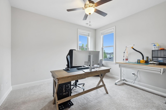 1022 Echelon Dr, Franklin, TN 37064 - office area featuring carpet flooring, baseboards, and a ceiling fan
