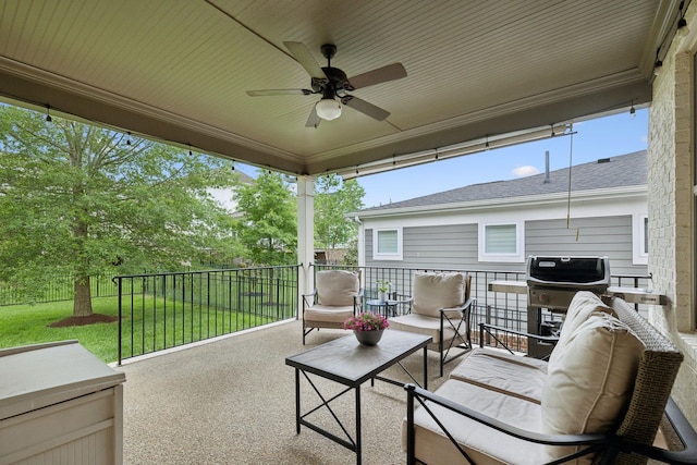 1022 Echelon Dr, Franklin, TN 37064 - view of patio featuring a ceiling fan and a grill