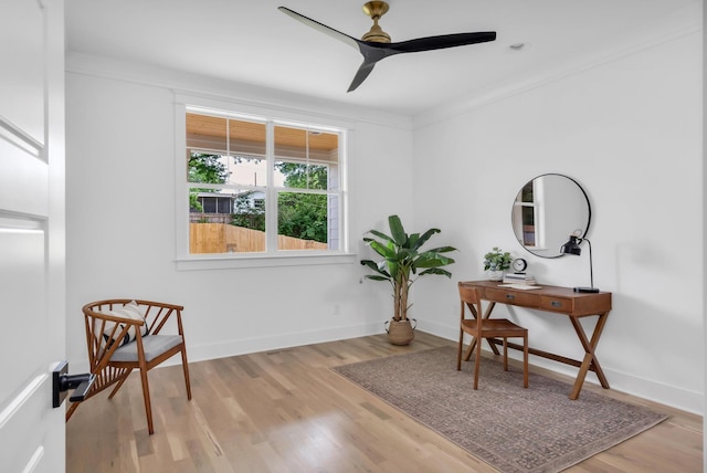 517B River Rouge Dr, Nashville, TN 37209 - office with a ceiling fan, light wood-type flooring, crown molding, and baseboards