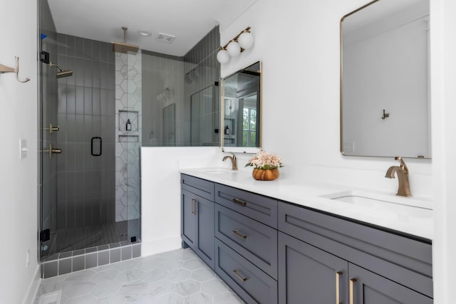 517B River Rouge Dr, Nashville, TN 37209 - full bathroom featuring a shower stall, tile patterned floors, and double vanity