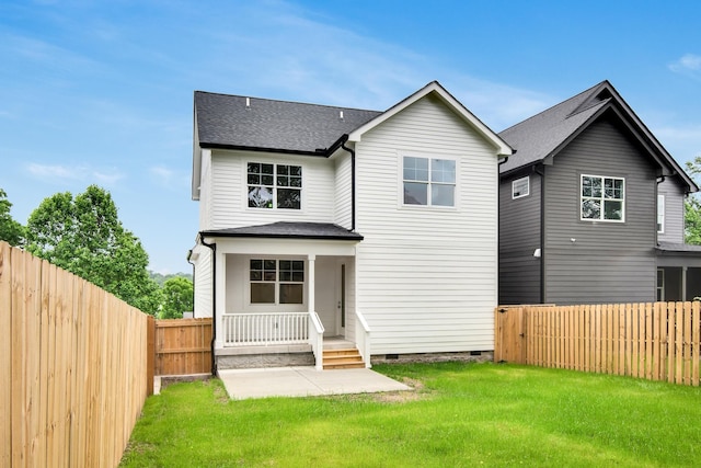 517B River Rouge Dr, Nashville, TN 37209 - rear view of house with crawl space, a shingled roof, and a patio