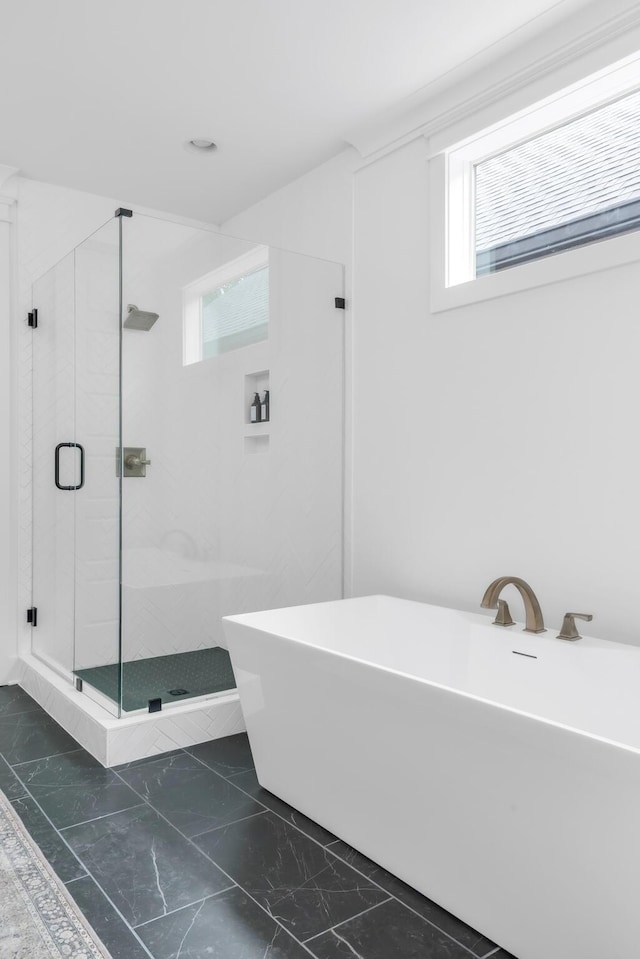 517B River Rouge Dr, Nashville, TN 37209 - full bath featuring marble finish floors, a stall shower, and a soaking tub