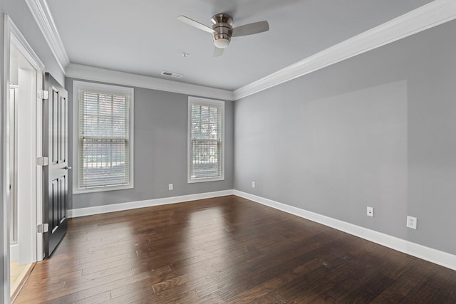 3100 W End Cir Unit 102, Nashville, TN 37203 - spare room with crown molding, ceiling fan, wood-type flooring, and baseboards