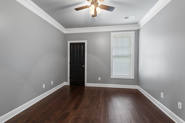 3100 W End Cir Unit 102, Nashville, TN 37203 - spare room with ceiling fan, ornamental molding, baseboards, and wood-type flooring