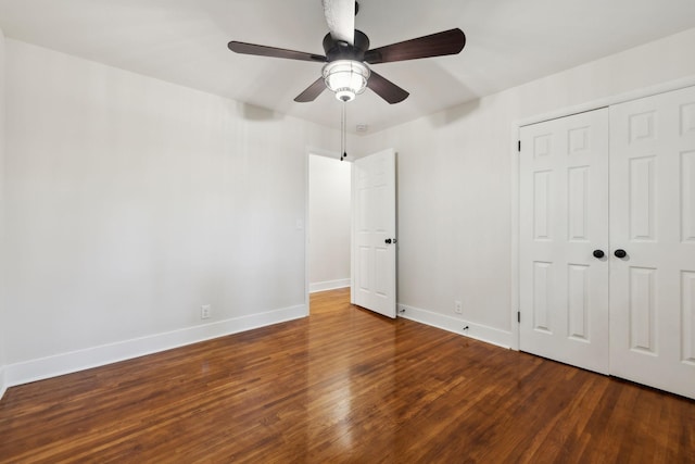 909 Plateau Pkwy, Nashville, TN 37205 - unfurnished bedroom with wood finished floors, baseboards, a closet, and ceiling fan