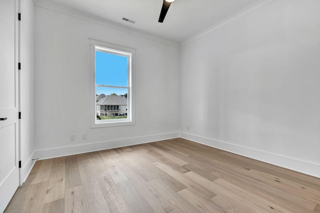 1018 Keeneland Dr, Gallatin, TN 37066 - spare room featuring light wood-style floors, ornamental molding, baseboards, and a ceiling fan