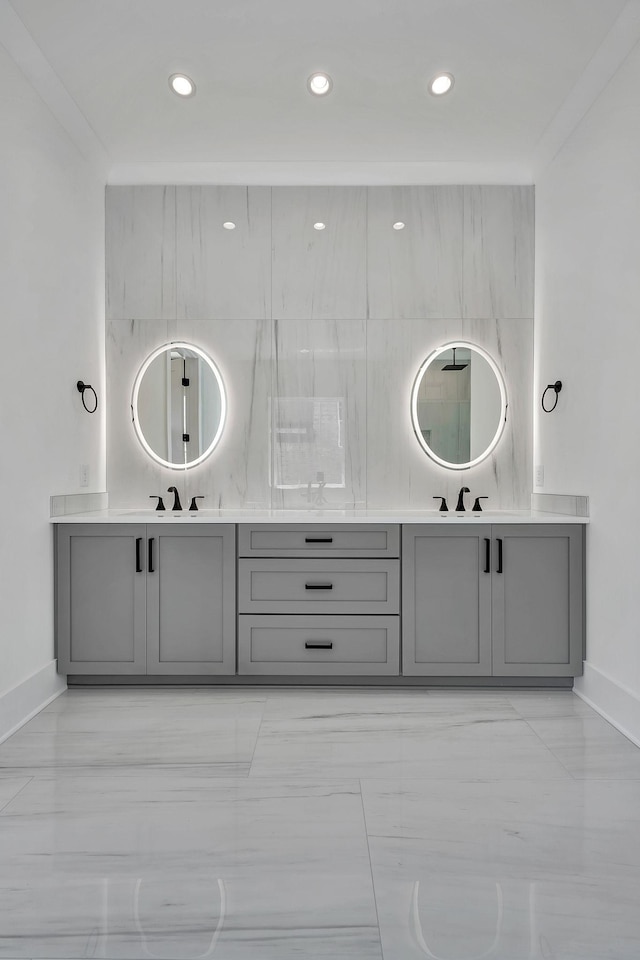 1018 Keeneland Dr, Gallatin, TN 37066 - bathroom with baseboards, vanity, and recessed lighting