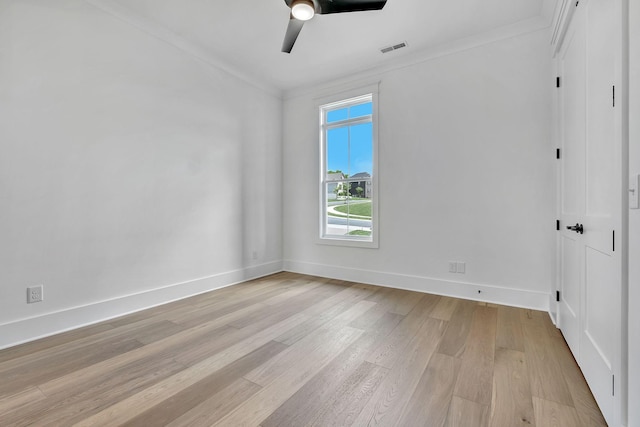1018 Keeneland Dr, Gallatin, TN 37066 - empty room featuring ornamental molding, light wood finished floors, ceiling fan, and baseboards