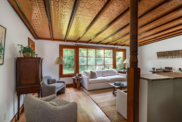 living area featuring wood finished floors