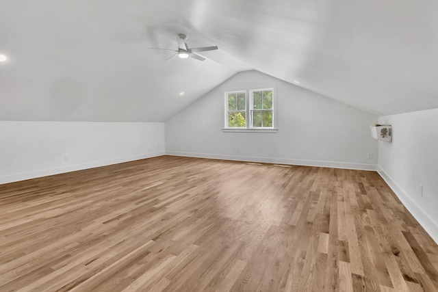 2513 Hillsboro Rd, Franklin, TN 37069 - additional living space with light wood-style flooring, ceiling fan, vaulted ceiling, and baseboards