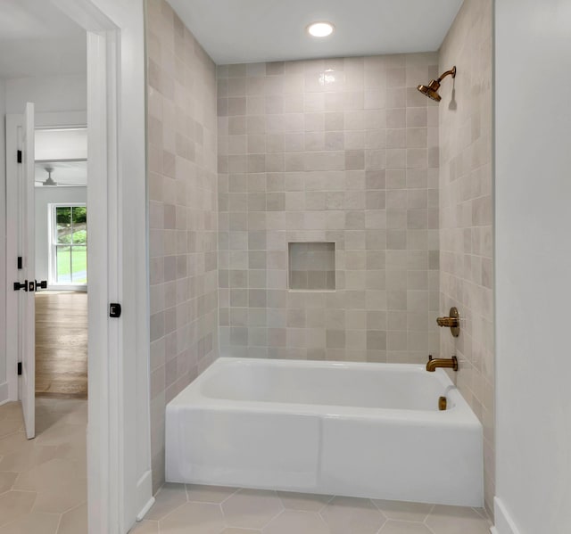 2513 Hillsboro Rd, Franklin, TN 37069 - full bathroom featuring tile patterned floors, shower / bath combination, recessed lighting, and baseboards
