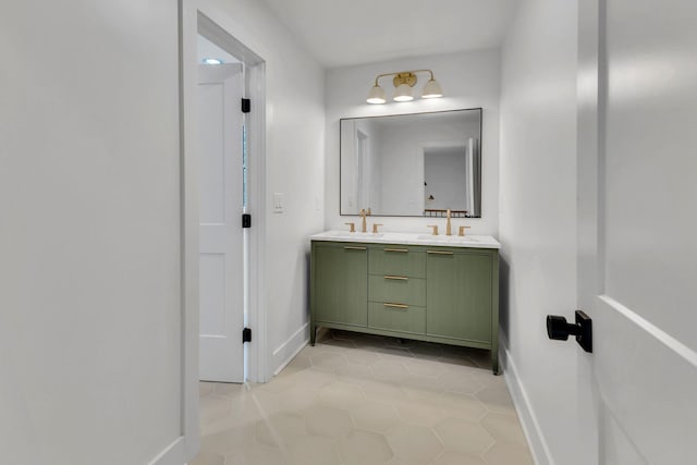 2513 Hillsboro Rd, Franklin, TN 37069 - bathroom with baseboards, tile patterned floors, and double vanity