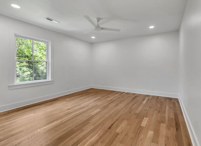 2513 Hillsboro Rd, Franklin, TN 37069 - empty room with light wood finished floors, ceiling fan, baseboards, and recessed lighting