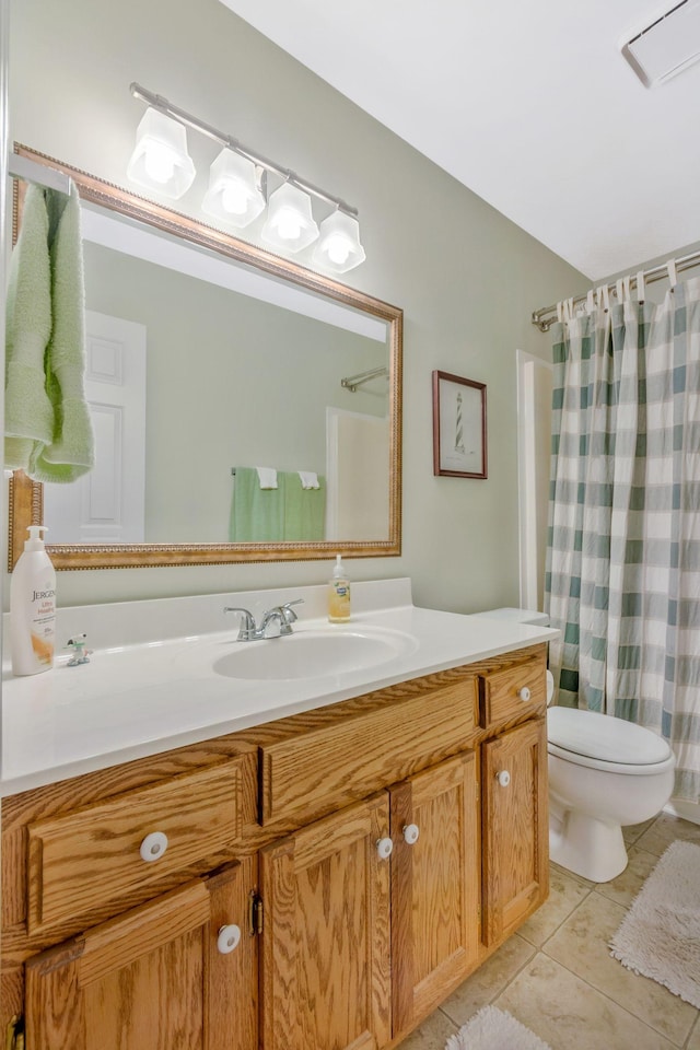 705 W Statue Ct, Franklin, TN 37067 - full bathroom featuring toilet, vanity, tile patterned flooring, and curtained shower