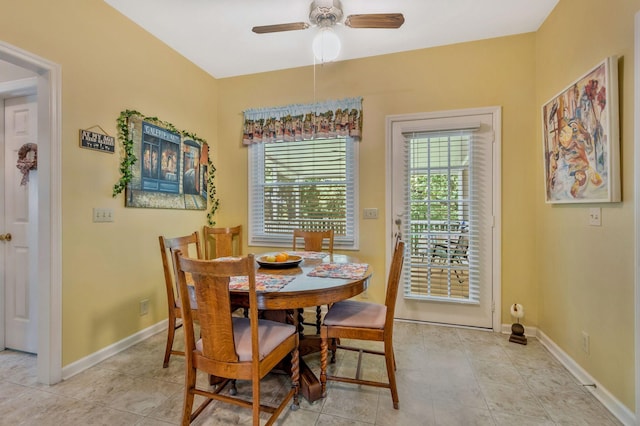 705 W Statue Ct, Franklin, TN 37067 - dining area with ceiling fan, baseboards, and light tile patterned flooring