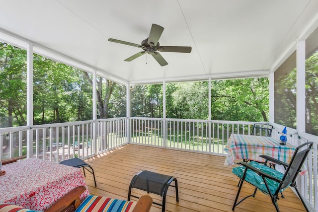 705 W Statue Ct, Franklin, TN 37067 - sunroom / solarium with ceiling fan and view of scattered trees