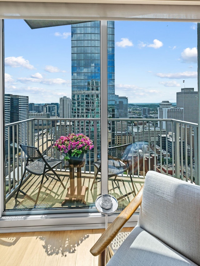 balcony featuring a city view