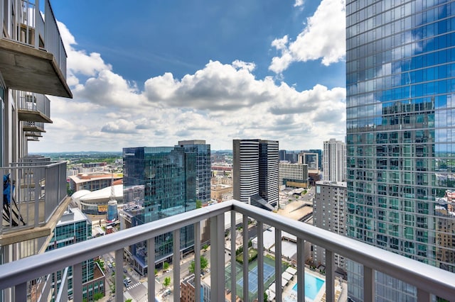 balcony with a city view