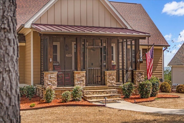 510 Lookout View Dr Unit Rb-177, Jasper, TN 37347 - view of front of house with roof with shingles, a standing seam roof, stone siding, and metal roof