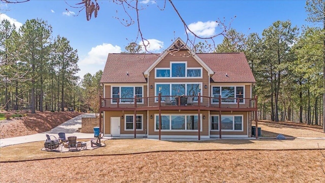 510 Lookout View Dr Unit Rb-177, Jasper, TN 37347 - rear view of house featuring a wooden deck, a patio, and an outdoor fire pit