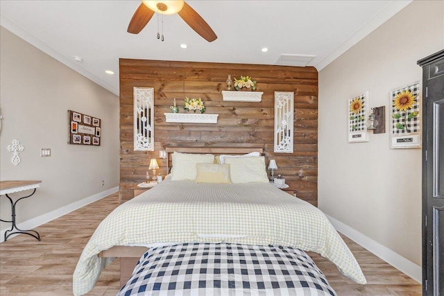 510 Lookout View Dr Unit Rb-177, Jasper, TN 37347 - bedroom featuring baseboards, recessed lighting, light wood-type flooring, ornamental molding, and a ceiling fan