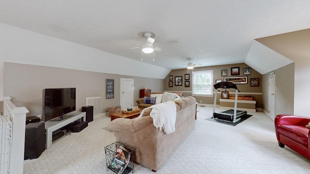 152 Bluegrass Dr, Hendersonville, TN 37075 - living area featuring carpet floors, lofted ceiling, ceiling fan, and baseboards