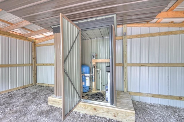 garage featuring metal wall