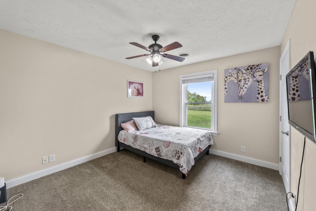 4484 N Pinson Rd, Portland, TN 37148 - bedroom with carpet, baseboards, a ceiling fan, and a textured ceiling