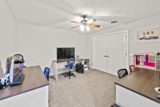 4484 N Pinson Rd, Portland, TN 37148 - carpeted home office with ceiling fan, a textured ceiling, and baseboards