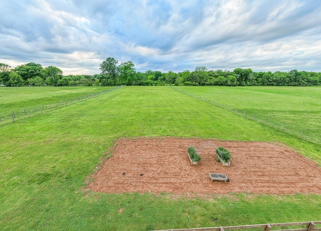 view of yard with a rural view