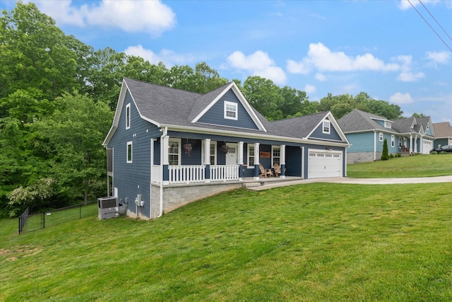 145 Diane Loop, White Bluff, TN 37187 - view of front of property featuring covered porch, concrete driveway, an attached garage, and cooling unit