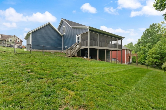 145 Diane Loop, White Bluff, TN 37187 - back of property with a sunroom, a gate, and stairs