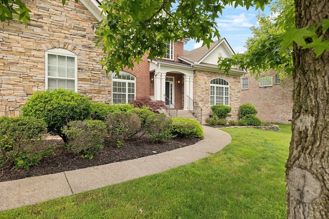 2041 Valley Brook Dr, Brentwood, TN 37027 - view of front of home with stone siding and a front lawn