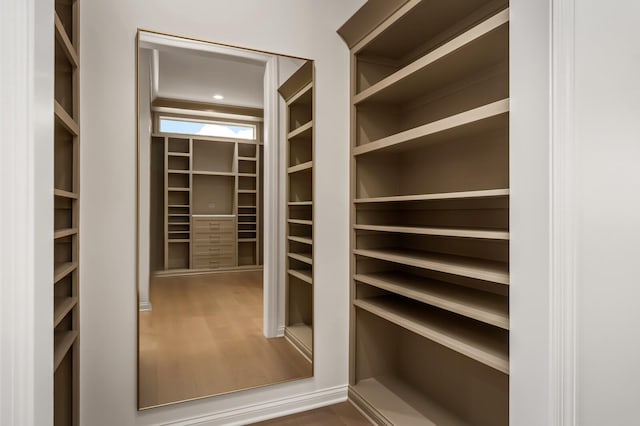 spacious closet with wood finished floors