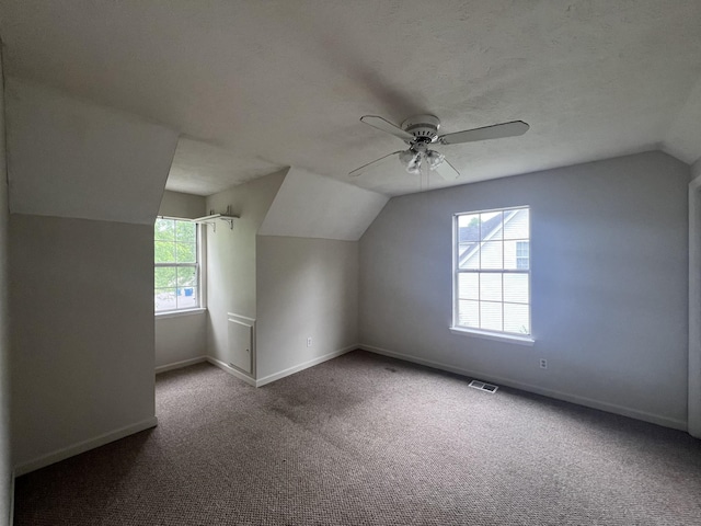 105 Vernon Traylor Dr, Smyrna, TN 37167 - additional living space with vaulted ceiling, baseboards, a ceiling fan, and carpet