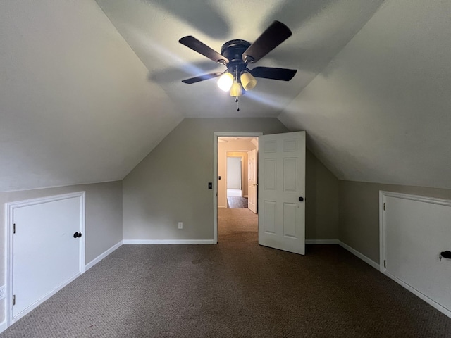 105 Vernon Traylor Dr, Smyrna, TN 37167 - additional living space with dark colored carpet, baseboards, lofted ceiling, and a ceiling fan