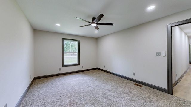 2038 Ogburn Chapel Rd, Clarksville, TN 37042 - unfurnished room featuring ceiling fan, light colored carpet, recessed lighting, and baseboards