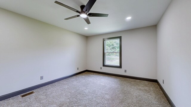 2038 Ogburn Chapel Rd, Clarksville, TN 37042 - carpeted empty room with a ceiling fan, recessed lighting, and baseboards