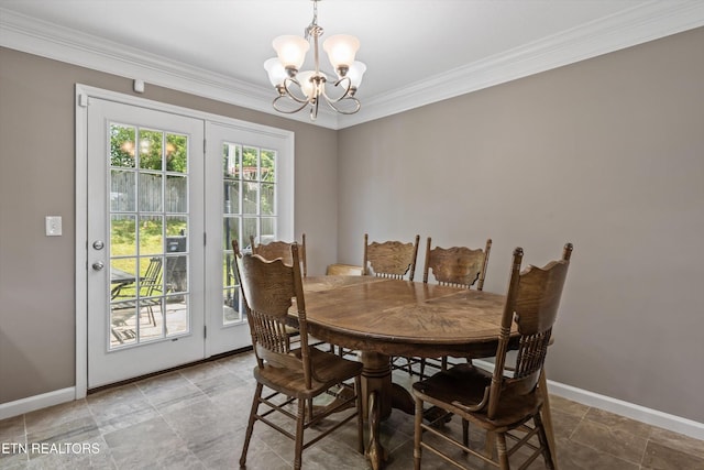516 Trainmaster Dr, Maryville, TN 37804 - dining room with a chandelier, ornamental molding, and baseboards