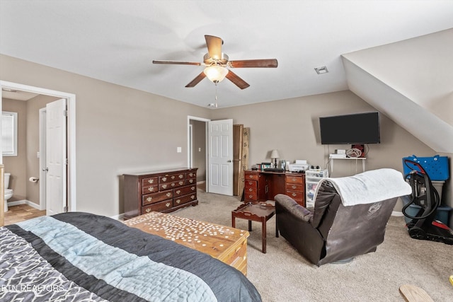 516 Trainmaster Dr, Maryville, TN 37804 - carpeted bedroom with connected bathroom, baseboards, and a ceiling fan