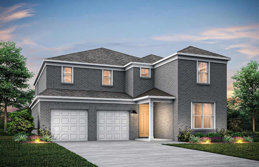 203 Ash Dl, Mount Juliet, TN 37122 - view of front of house featuring an attached garage, concrete driveway, brick siding, and a shingled roof
