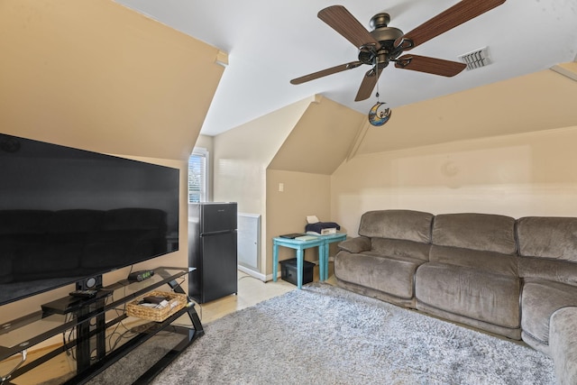 3630 W Trimble Rd, Milton, TN 37118 - living area with a ceiling fan, vaulted ceiling, and light wood-style floors