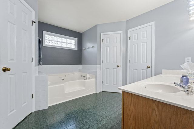 3630 W Trimble Rd, Milton, TN 37118 - bathroom with a garden tub, double vanity, and tile patterned floors