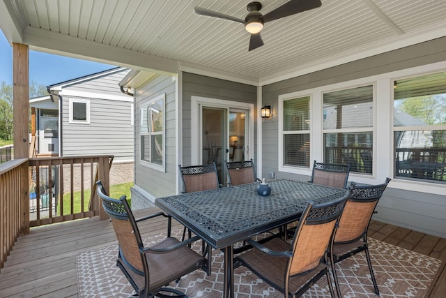 deck featuring a ceiling fan